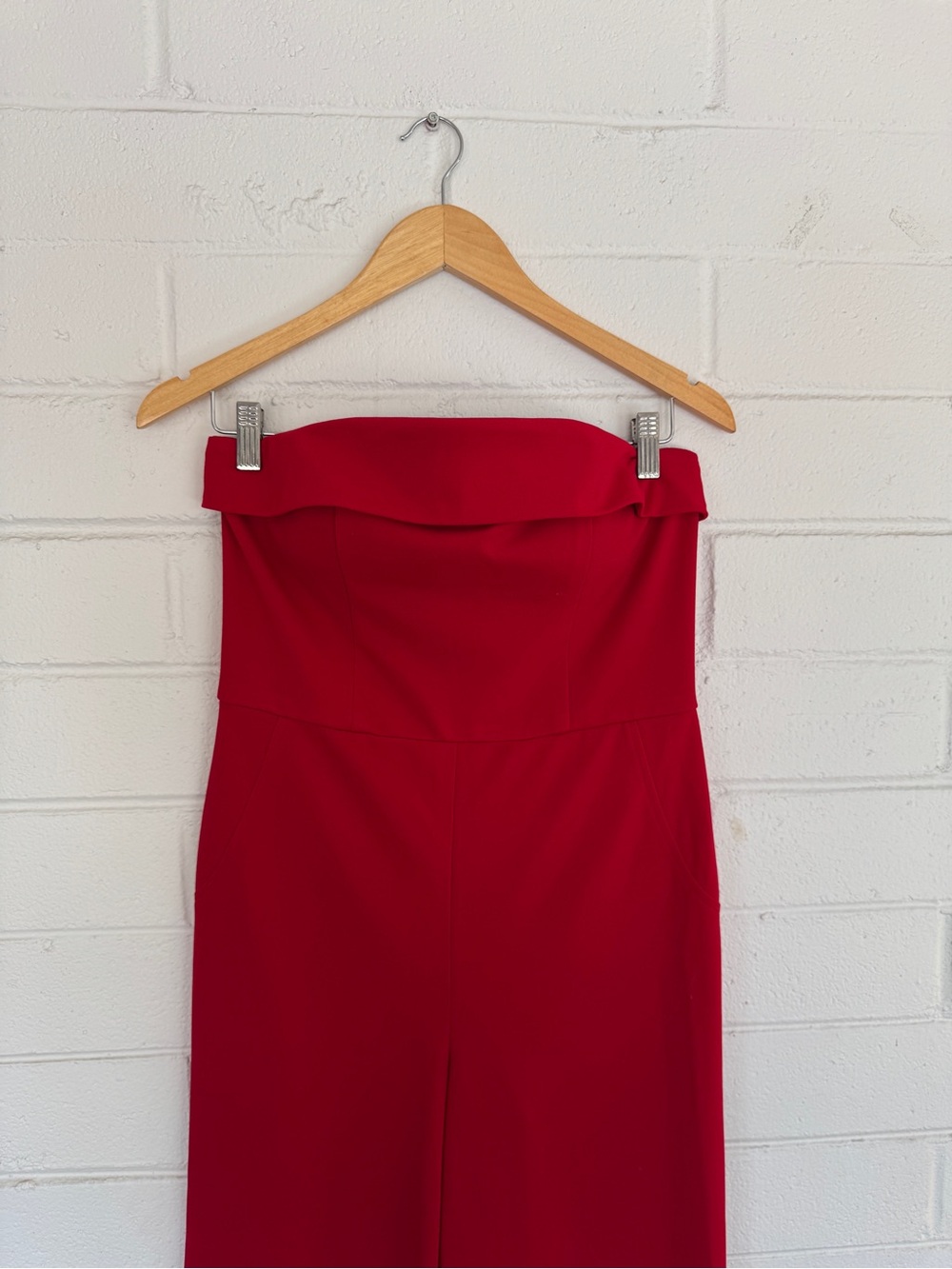 Red Elegant Strapless Wedding Guest Wide Leg Jumpsuit Crystal Sky Women’s Medium - Picture 4 of 10